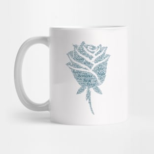 Rose Flower Silhouette Shape Text Word Cloud Mug